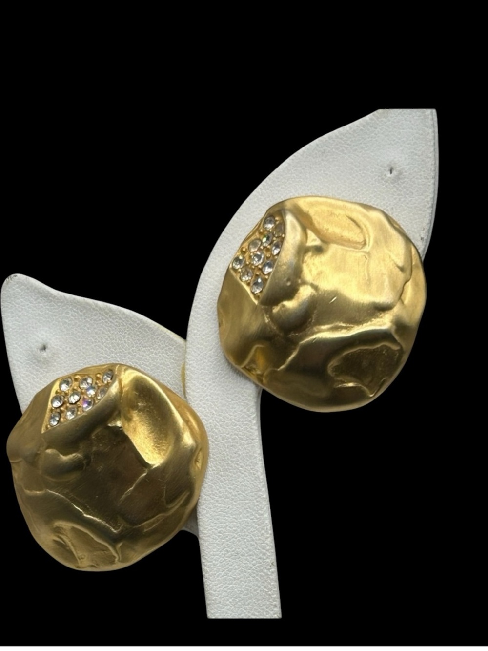 Vintage KJL Kenneth Lane Matte Gold Modernist Earrings